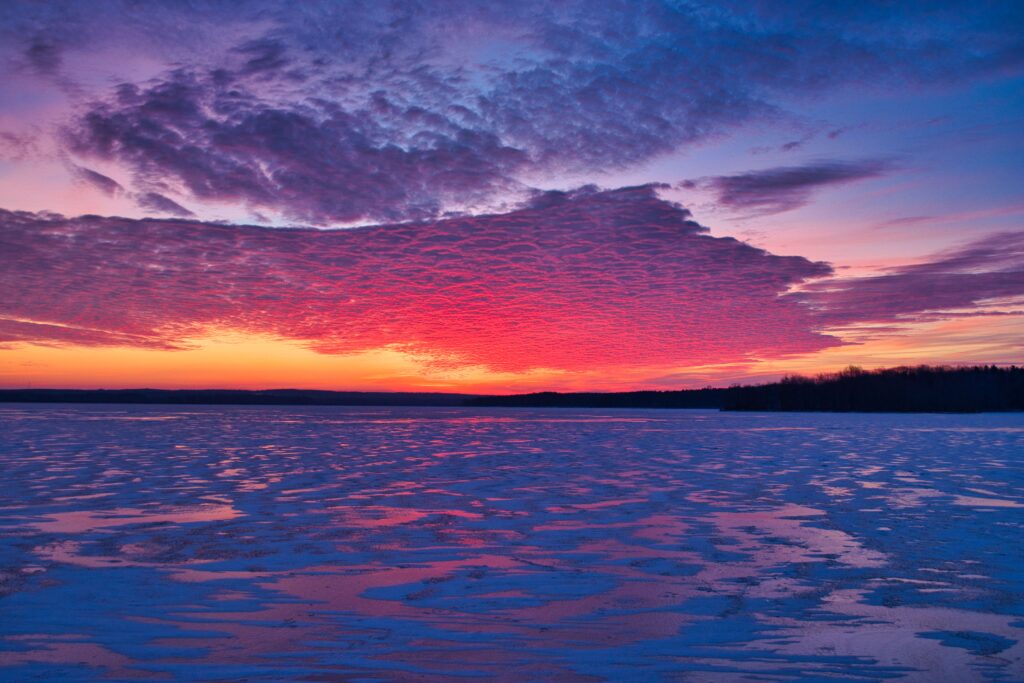 Sunset on Pymatuning Lake during winter