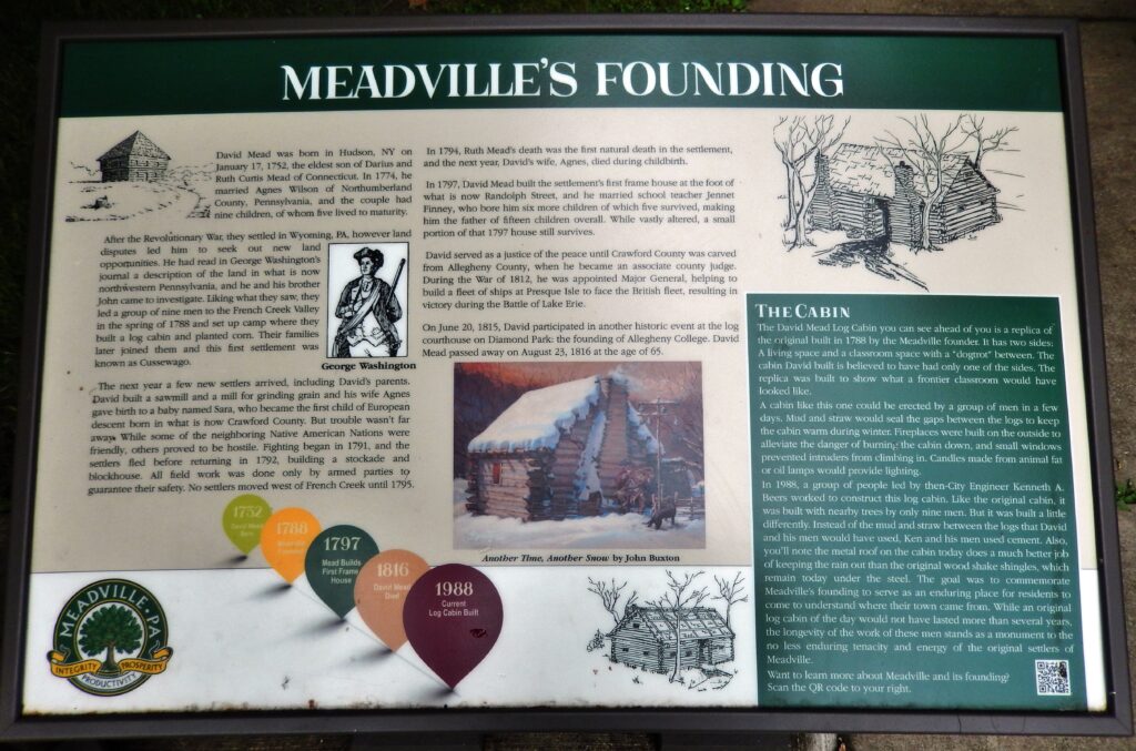 Meadville's Founding, Historical Marker, Bicentennial Park, Meadville, Pennsylvania