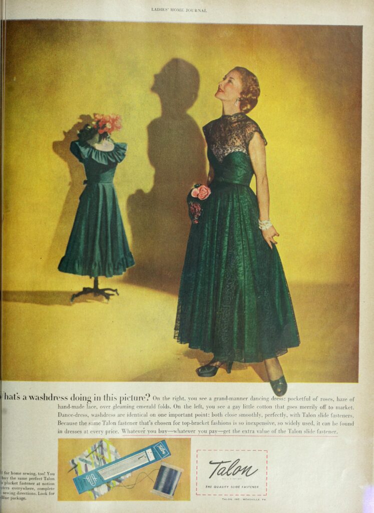Ladies Home Journal Cover from 1948 featuring the Talon Zipper
