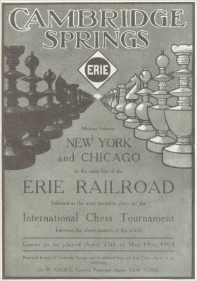 Cambridge Springs 1904 Tournament Poster - International Chess Tournament